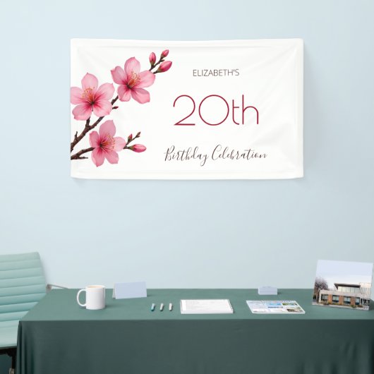 Waterverf Kersenbloesems Roze Wit Spandoek (Beurs)