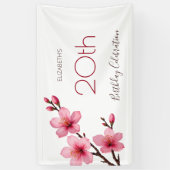 Waterverf Kersenbloesems Roze Wit Spandoek (Verticaal)