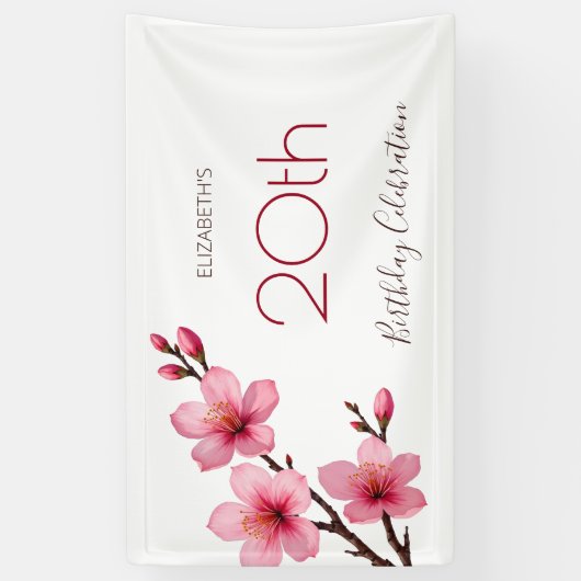 Waterverf Kersenbloesems Roze Wit Spandoek (Verticaal)