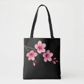 Waterverf Kersenbloesems Roze Zwart Tote Bag (Voorkant)