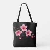 Waterverf Kersenbloesems Roze Zwart Tote Bag (Achterkant)