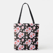 Waterverf Kersenbloesems Roze Zwart Tote Bag (Achterkant)