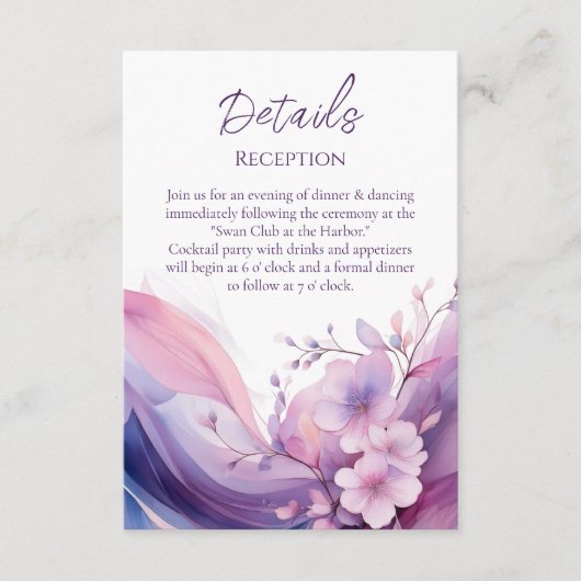 Waterverf Kersenbloesems-Wedding Details- Informatiekaartje (Voorkant)