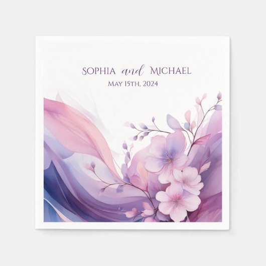 Waterverf Kersenbloesems-Wedding- Servetten (Voorkant)