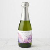 Waterverf Kersenbloesems-Wedding Sparkling Wijnetiket (Voorkant)