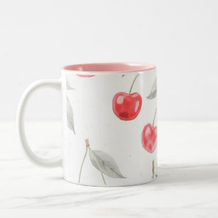 Waterverf kersenfruit Patroon Tweekleurige Koffiemok