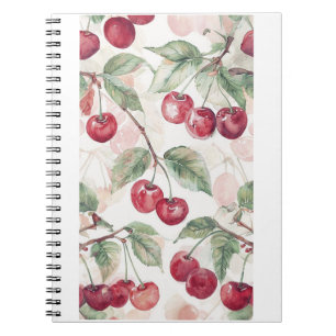 Waterverf Kersenpatroon – Botanische Fruit Kunst Notitieboek