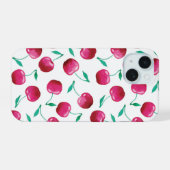 Waterverf Kersenpatroon iPhone 15 Case (Achterkant horizontaal)