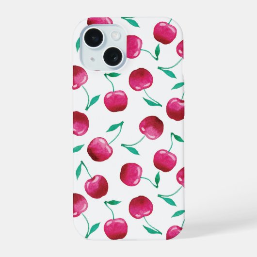 Waterverf Kersenpatroon iPhone 15 Case (Achterkant)