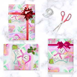 Waterverf Kerst Baby Ijsbeer Cadeaupapier