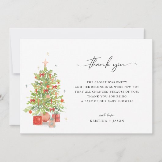 Waterverf Kerst Baby shower Dank u kaarten (Voorkant)