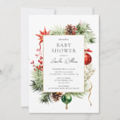 Waterverf Kerst Baby shower Kaart (Voorkant)