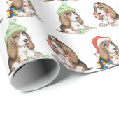 Waterverf Kerst Basset Hound Cadeaupapier (Rol Hoek)