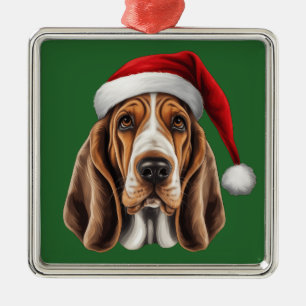 Waterverf Kerst Basset Hound Ornament
