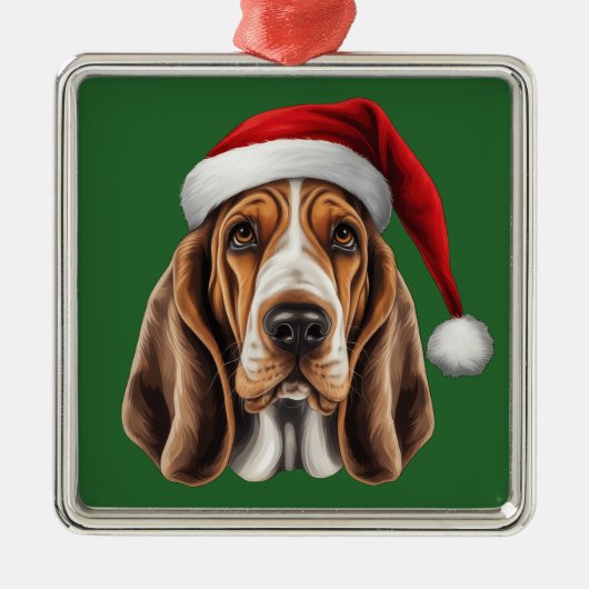 Waterverf Kerst Basset Hound Ornament (Voorkant)