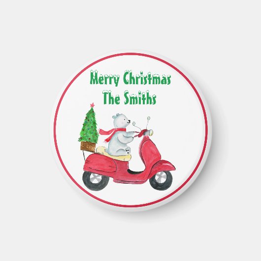 Waterverf Kerst — Beer Naam Magnet (Voorkant)