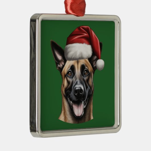 Waterverf Kerst Belgisch Malinois Ornament (Rechts)
