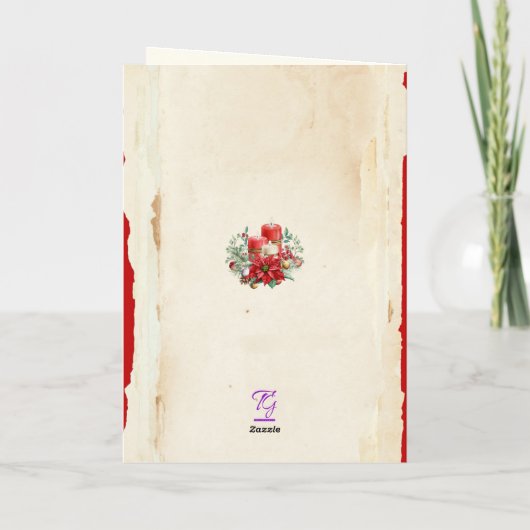 Waterverf Kerst Berry Greenery Red Poinsettia Feestdagen Kaart (Achterkant)