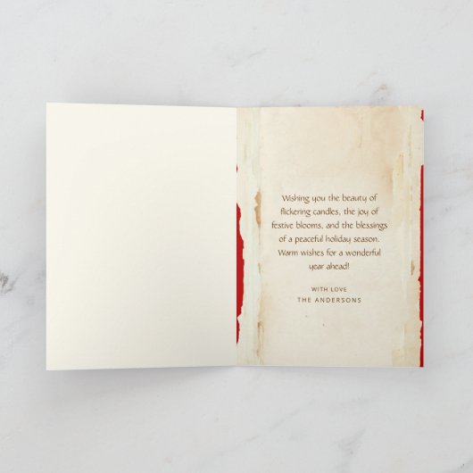 Waterverf Kerst Berry Greenery Red Poinsettia Feestdagen Kaart (Binnen)