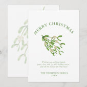 Waterverf Kerst bessen takken Groen Feestdagenkaart (Voorkant / Achterkant)
