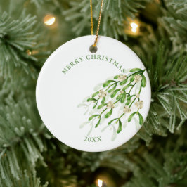 Waterverf Kerst bessen takken Groen Keramisch Ornament
