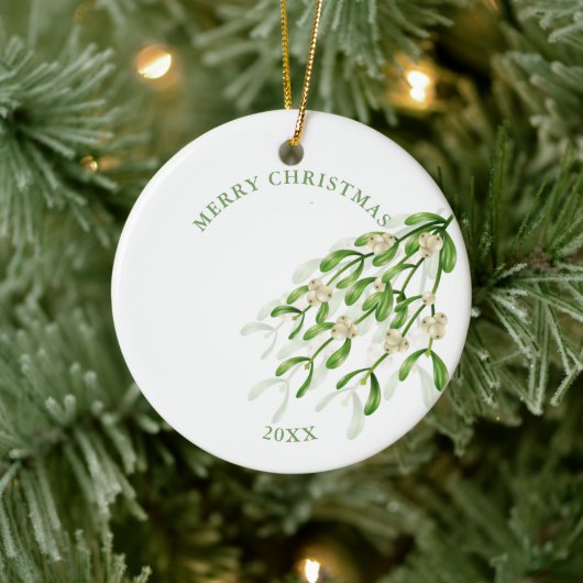 Waterverf Kerst bessen takken Groen Keramisch Ornament (Boom)