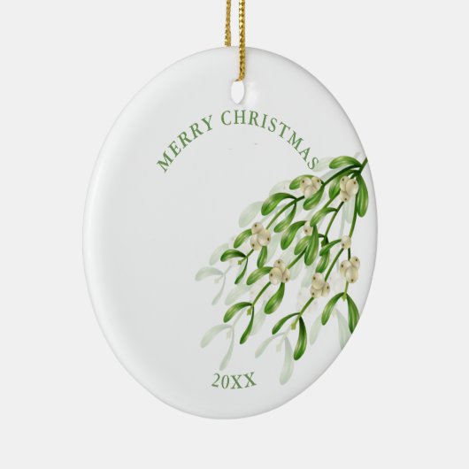 Waterverf Kerst bessen takken Groen Keramisch Ornament (Rechts)