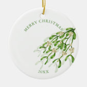 Waterverf Kerst bessen takken Groen Keramisch Ornament (Voorkant)