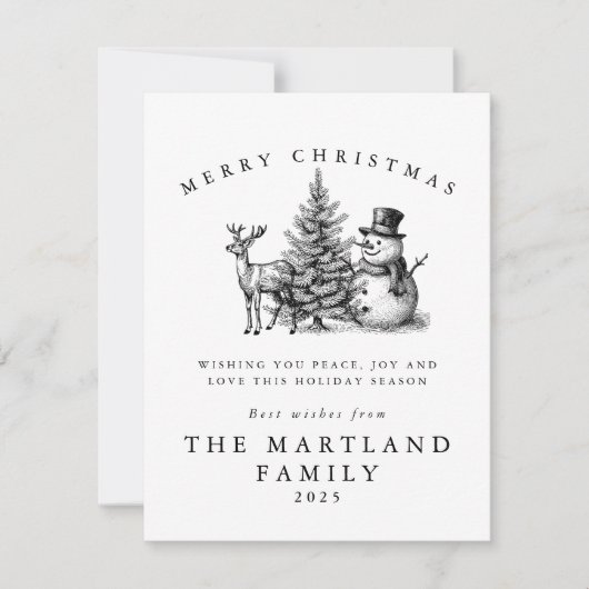 Waterverf kerst bij Merry Feestdagenkaart (Voorkant)