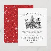 Waterverf kerst bij Merry Feestdagenkaart (Voorkant / Achterkant)
