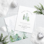 Waterverf kerst bij Merry Feestdagenkaart<br><div class="desc">Een elegant,  natuur met het thema vakantieontwerp. Een deel van een collectie. Met elegante tekst en een mooi waterverf bosontwerp.</div>