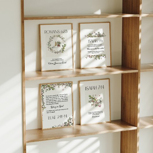 Waterverf Kerst Bijbelvers Set van 4 Wall Art