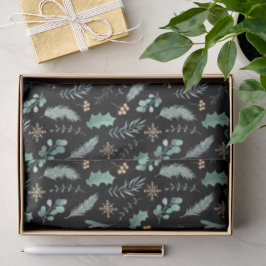 Waterverf Kerst Blad Patroon Tissuepapier