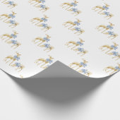 Waterverf Kerst Blauw Boog Chinoiserie Rendieren Cadeaupapier (Hoek)