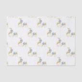 Waterverf Kerst Blauw Boog Chinoiserie Rendieren Tissuepapier (Voorkant)