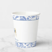 Waterverf Kerst Blauw Chinoiserie Bow Rendier Papieren Bekers (Links)