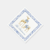 Waterverf Kerst Blauw Chinoiserie Bow Rendier Servet (Hoek)