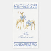 Waterverf Kerst Blauw Chinoiserie Bow Rendier Servet (Voorkant)