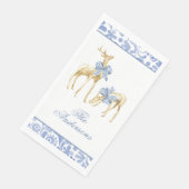 Waterverf Kerst Blauw Chinoiserie Bow Rendier Servet (Hoek)