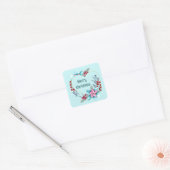 Waterverf Kerst Bloemen Botanische Vakantie Vierkante Sticker (Envelop)