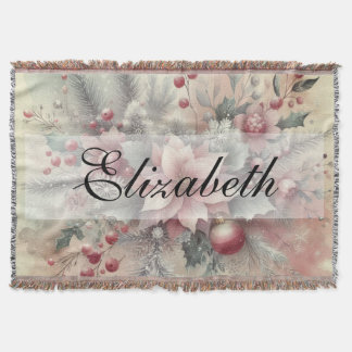  Waterverf Kerst Bloemen en Ornamenten Deken