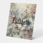  Waterverf Kerst Bloemen en Ornamenten Reclamebord Met Voetstuk (Voorkant)