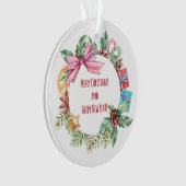 Waterverf Kerst Bloemen krans | FEESTDAGEN Ornament (voorkant)