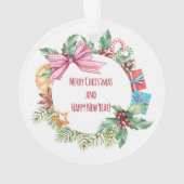 Waterverf Kerst Bloemen krans | FEESTDAGEN Ornament (achterkant)