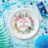 Waterverf Kerst Bloemen krans | FEESTDAGEN Papieren Bordje (Feest)