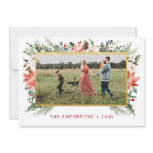 Waterverf Kerst Bloemen w / Gold Foto