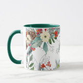 Waterverf Kerst bloemenelegant groen monogram Mok (Links)