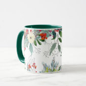 Waterverf Kerst bloemenelegant groen monogram Mok (Voorkant links)