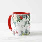 Waterverf Kerst bloemenelegant rood monogram Mok (Voorkant links)
