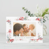 waterverf Kerst Botanisch lijst Feestdagenkaart (Staand voorkant)